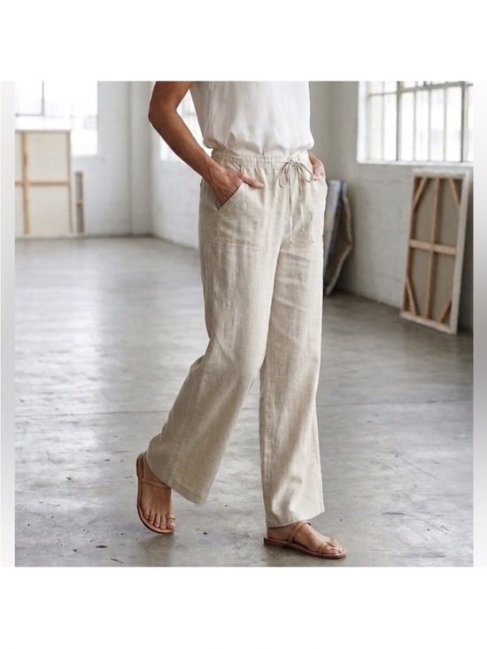 Liz Claiborne Pants - NWT (Liz Claiborne)Cream Linen Blend Drawstring Waist
Wide Leg Pants Size XL